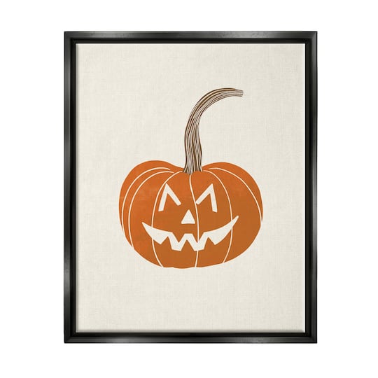 Stupell Industries Happy Jack-o-Lantern Smile Framed Floater Canvas Wall Art